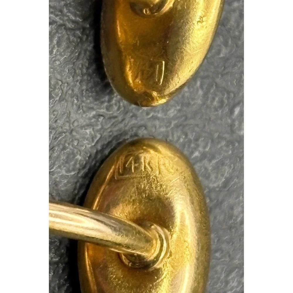 Vintage 14K Solid Yellow Gold Tone Victorian Cufflinks Ornate Etched Initials PA